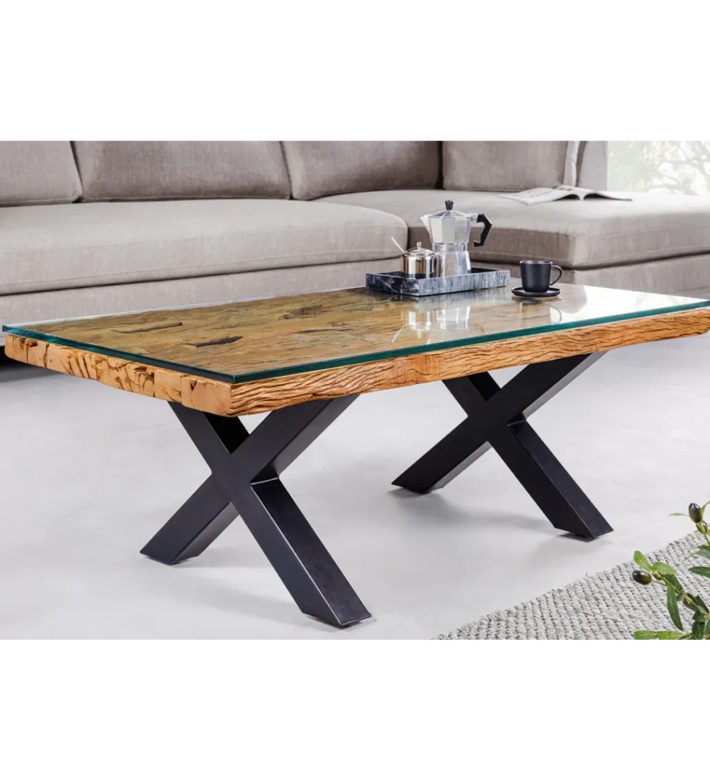 Stolik kawowy BARRACUDA110 cm drewno teak bez szkła*Invicta Interior Sale