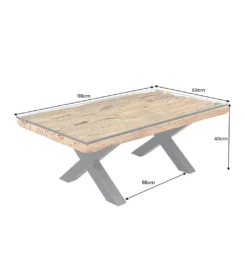 Stolik kawowy BARRACUDA110 cm drewno teak bez szkła*Invicta Interior Sale