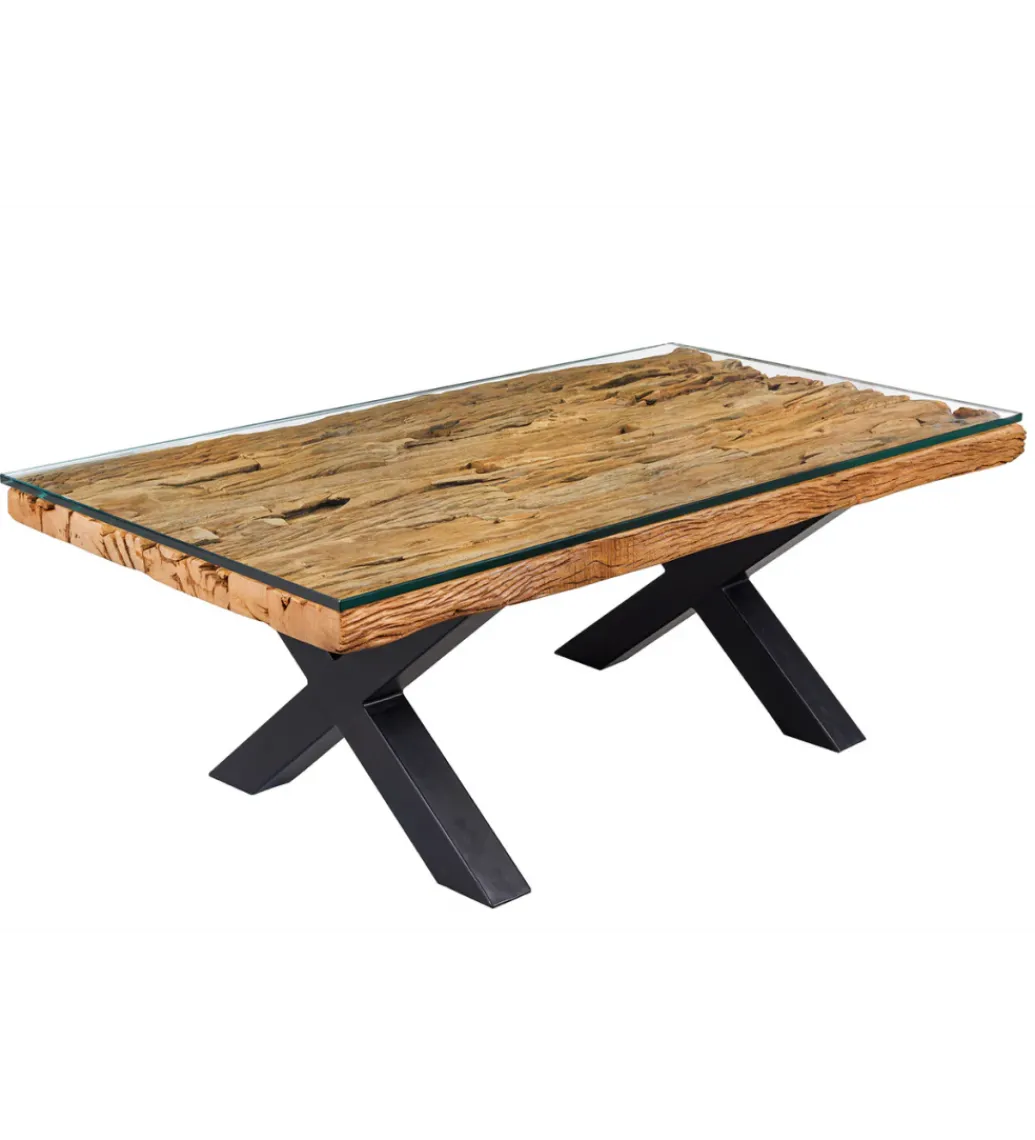 Stolik kawowy BARRACUDA110 cm drewno teak bez szkła*Invicta Interior Sale