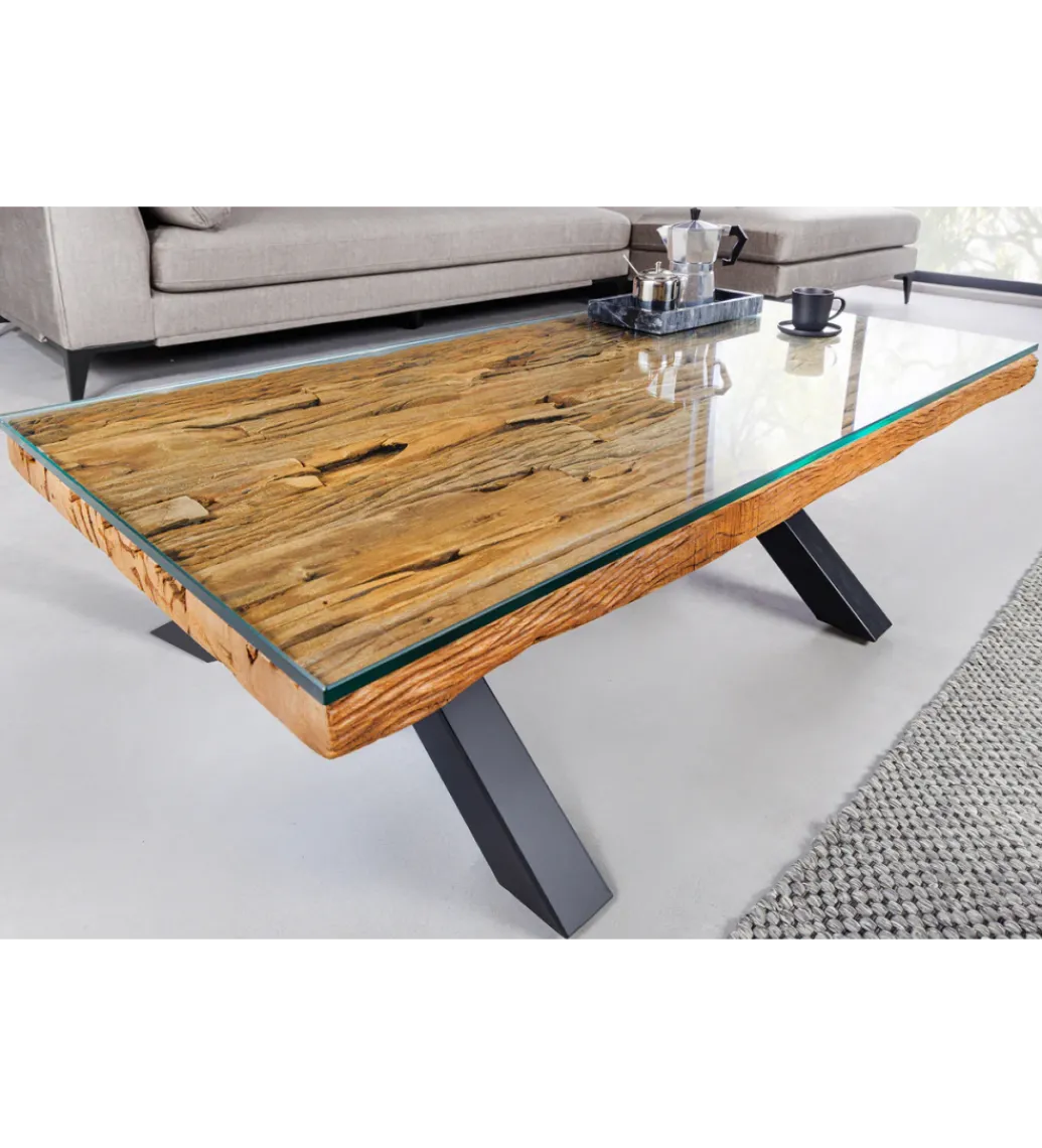 Stolik kawowy BARRACUDA110 cm drewno teak bez szkła*Invicta Interior Sale