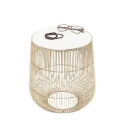 Stolik kawowy BEAM 32 cm biały marmur brąz*KARE New
