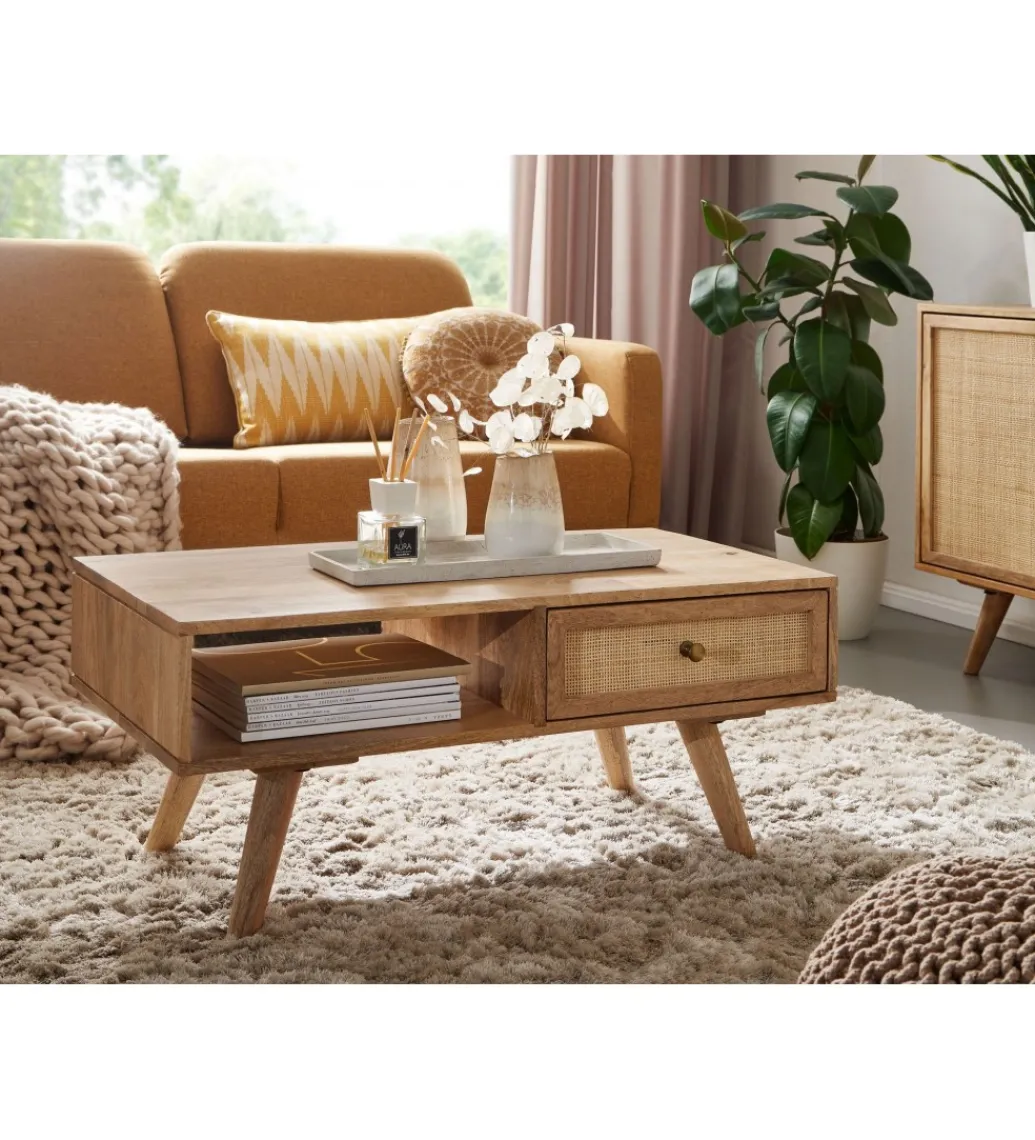 Stolik kawowy BELIZE 90 cm drewno mango*WOHNLING, GERMANY