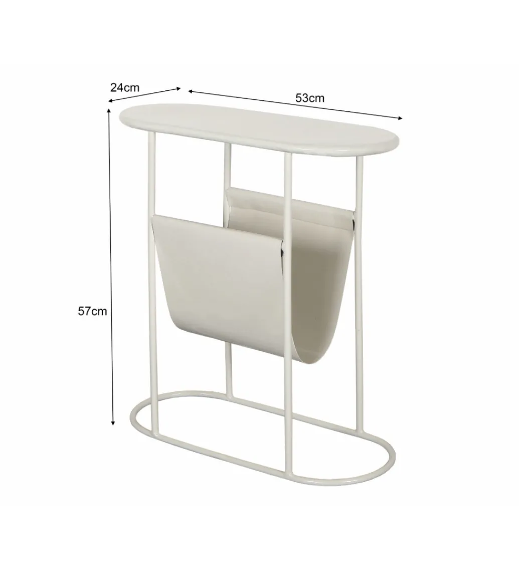 Stolik kawowy boczny BRIX LUNA 57 cm biały*LF-Design