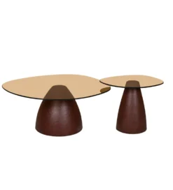 Stolik kawowy boczny BRIX MYLON 50 cm burgundowy szklany*LF-Design Discount