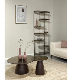 Stolik kawowy boczny BRIX MYLON 50 cm burgundowy szklany*LF-Design Discount