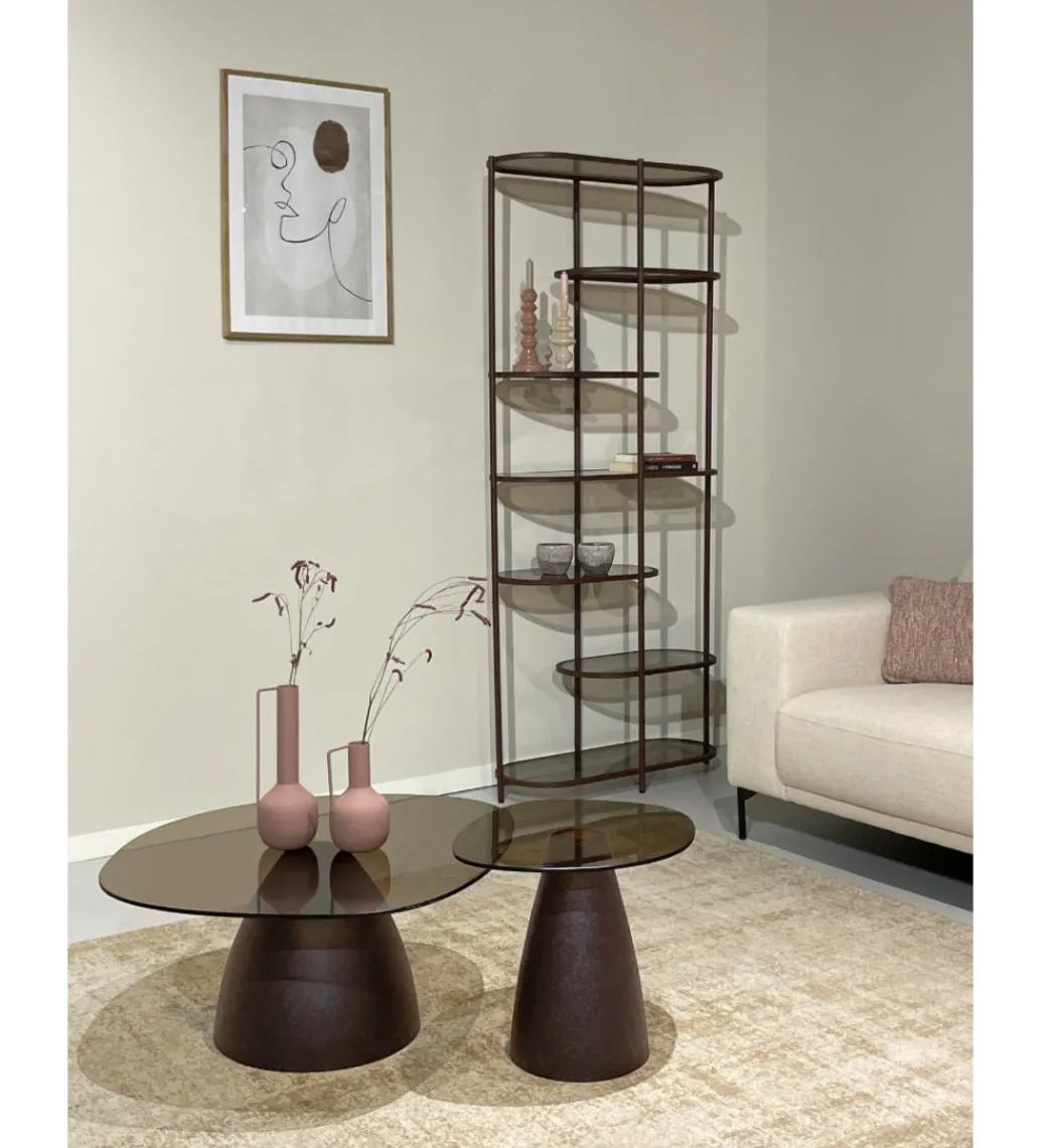 Stolik kawowy boczny BRIX MYLON 50 cm burgundowy szklany*LF-Design Discount