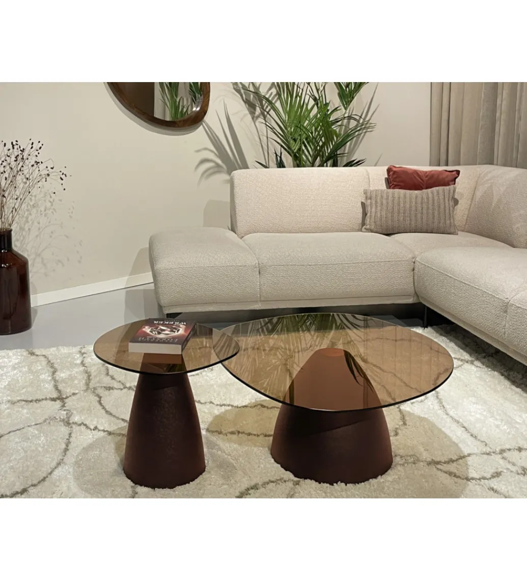 Stolik kawowy boczny BRIX MYLON 50 cm burgundowy szklany*LF-Design Discount