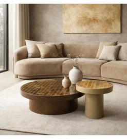 Stolik kawowy boczny BRIX TYLO 46 cm brązowy ceramika*LF-Design Online