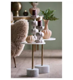 Stolik kawowy boczny CIVITA 53 cm biały złoty*L&L Outlet