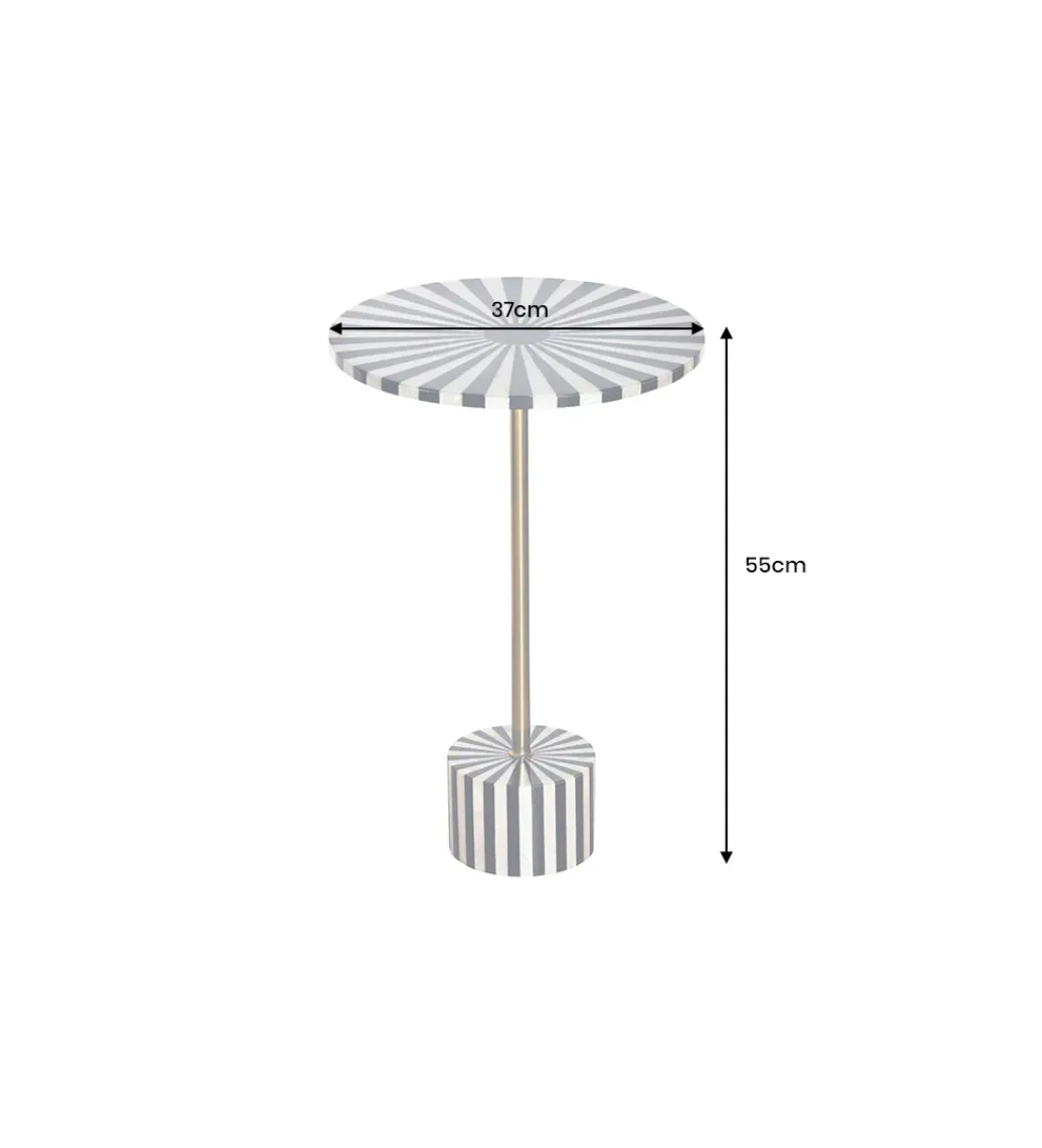 Stolik kawowy boczny HARMONY NATURE 55 cm czarnobiały złoty*Invicta Interior - przedsprzedaż Best