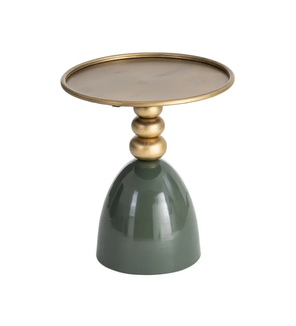 Stolik kawowy boczny JORGEWA 47 cm zielony złoty*Zona-Design Outlet