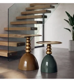 Stolik kawowy boczny JORGEWA 47 cm zielony złoty*Zona-Design Outlet