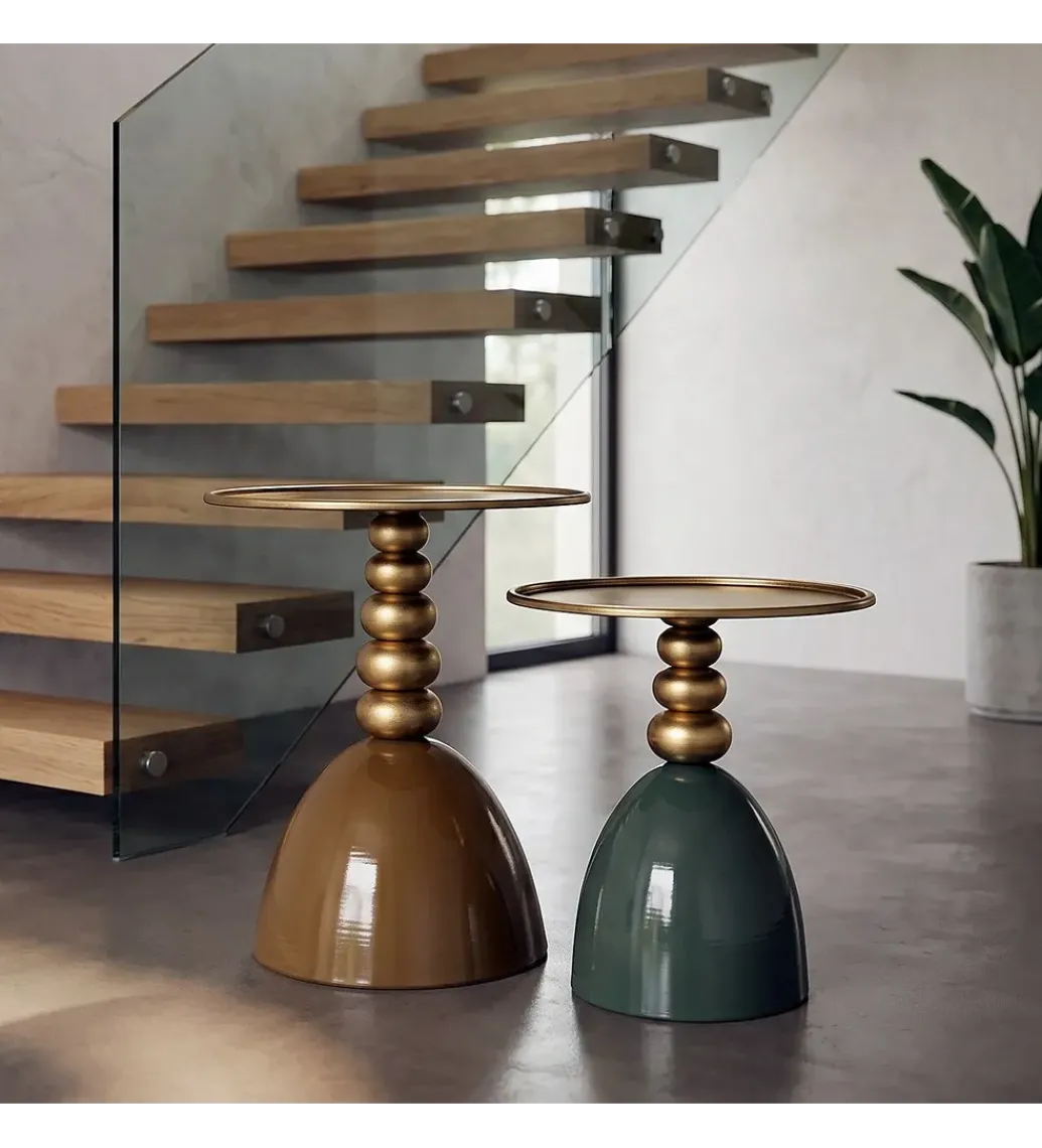 Stolik kawowy boczny JORGEWA 47 cm zielony złoty*Zona-Design Outlet
