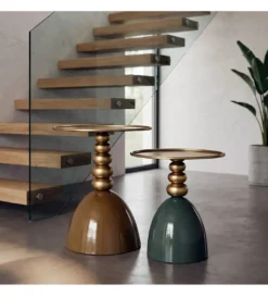 Stolik kawowy boczny JORGEWA 54 cm brązowy złoty*Zona-Design Outlet