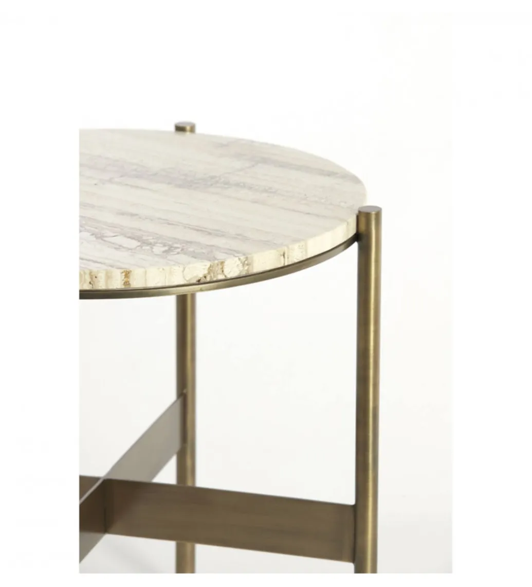 Stolik kawowy boczny MACAPA 45 cm antyczny brąz kremowy*L&L Best