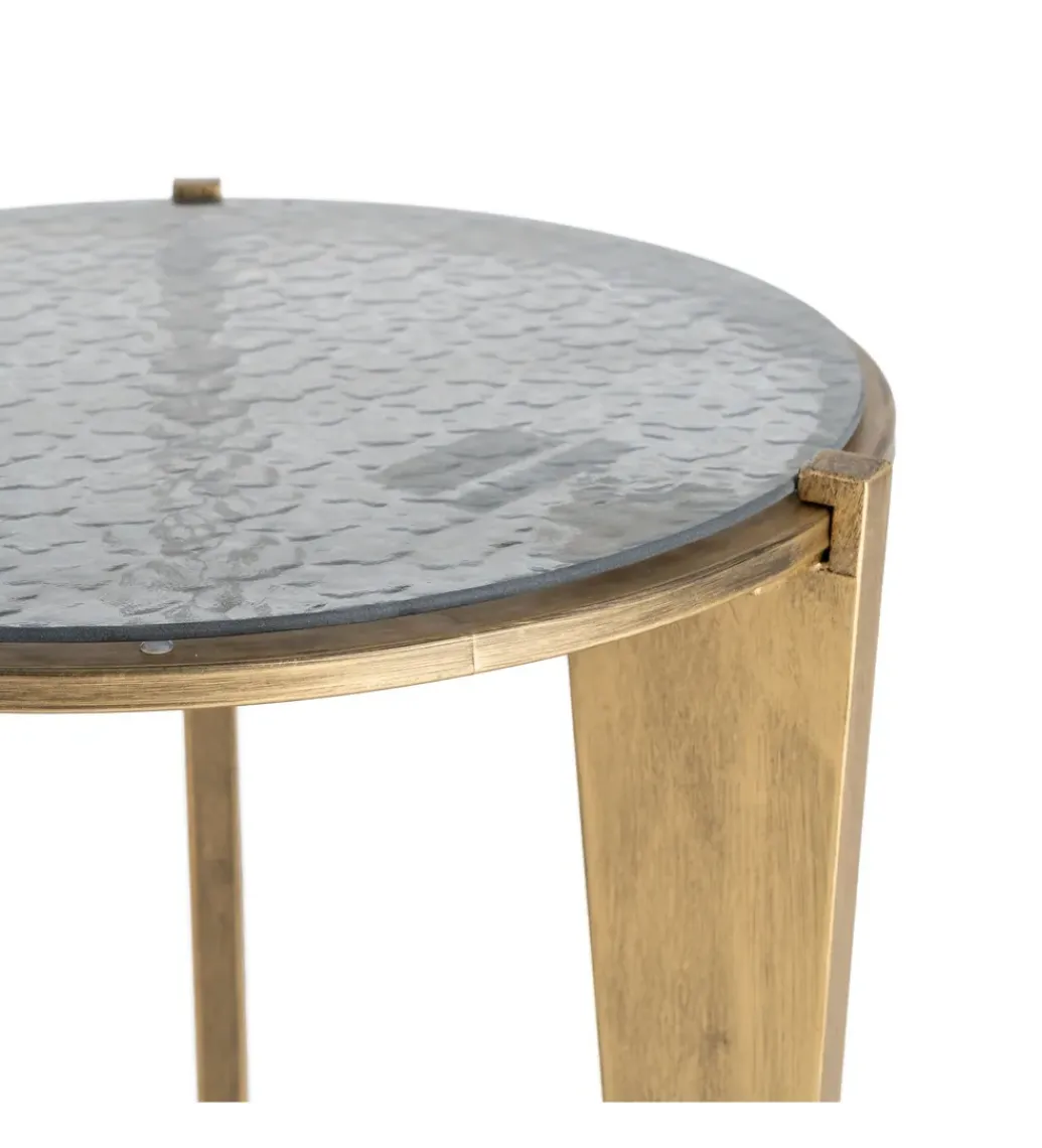 Stolik kawowy boczny NARESTE 50 cm złoty szklany*Zona-Design Sale