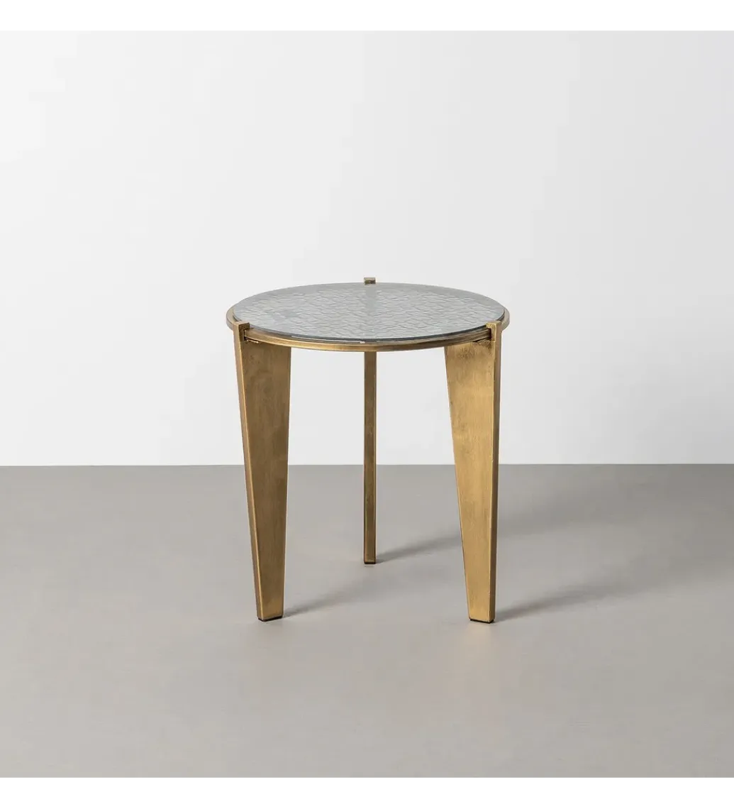 Stolik kawowy boczny NARESTE 50 cm złoty szklany*Zona-Design Sale