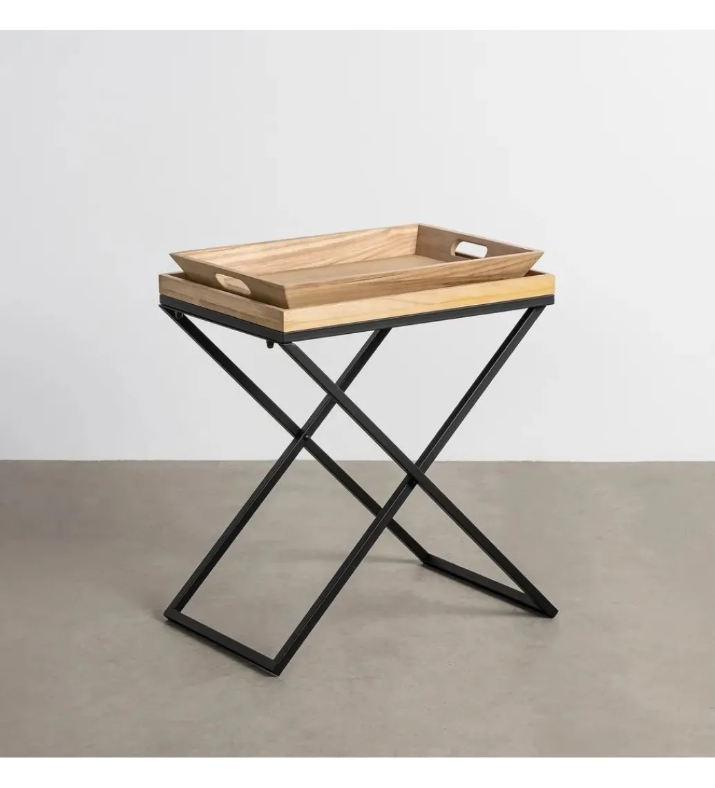 Stolik kawowy boczny RENAKONY 61 cm naturalny czarny*Zona-Design Best