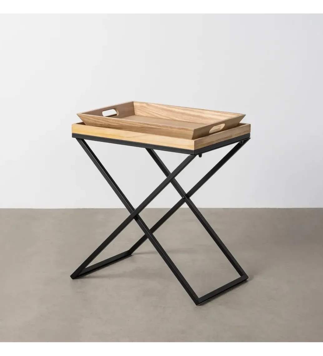 Stolik kawowy boczny RENAKONY 61 cm naturalny czarny*Zona-Design Best
