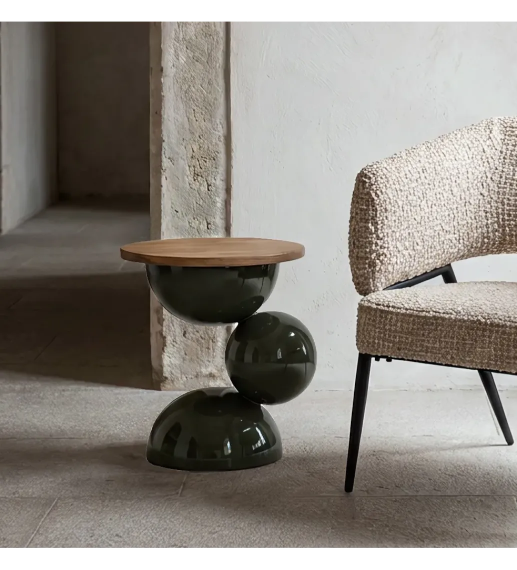 Stolik kawowy boczny SYLVIAM 46 cm zielony naturalny*Zona-Design Best