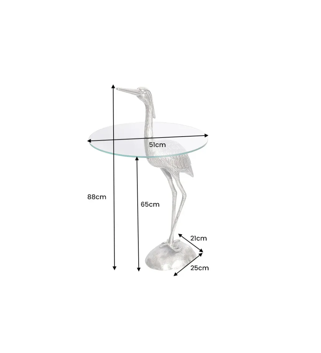 Stolik kawowy boczny WILDLIFE HERON 90 cm srebrny*Invicta Interior Discount