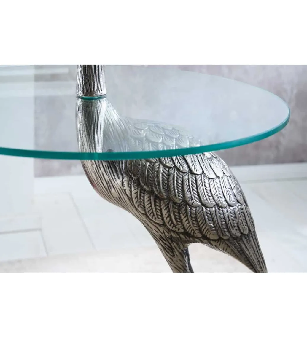 Stolik kawowy boczny WILDLIFE HERON 90 cm srebrny*Invicta Interior Discount