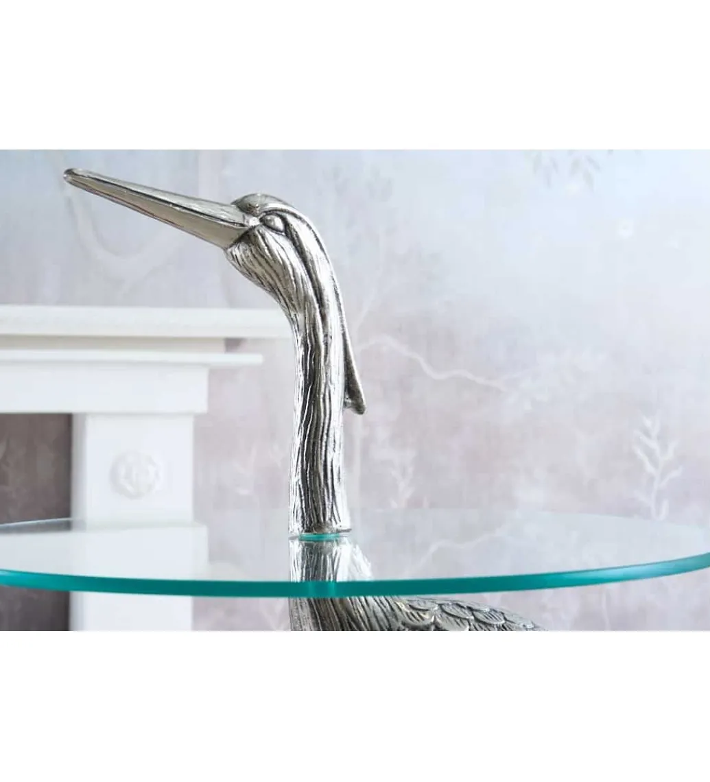 Stolik kawowy boczny WILDLIFE HERON 90 cm srebrny*Invicta Interior Discount