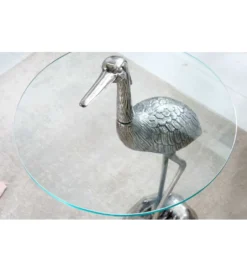 Stolik kawowy boczny WILDLIFE HERON 90 cm srebrny*Invicta Interior Discount