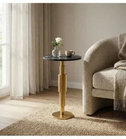 Stolik kawowy boczny WOHNLING 59 cm czarny złoty*WOHNLING, GERMANY Outlet
