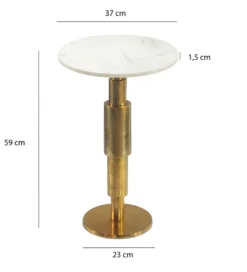 Stolik kawowy boczny WOHNLING 59 cm biały złoty*WOHNLING, GERMANY Outlet
