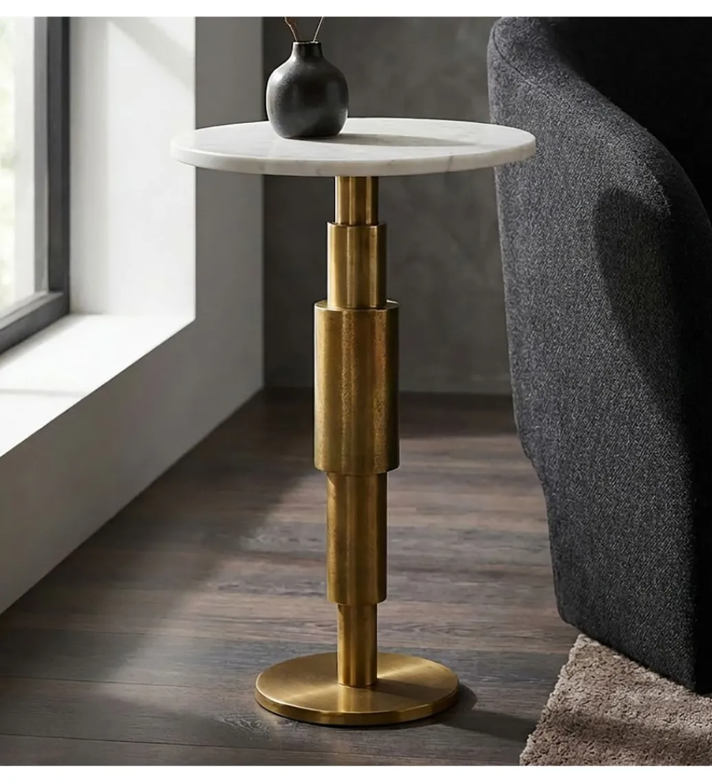 Stolik kawowy boczny WOHNLING 59 cm biały złoty*WOHNLING, GERMANY Outlet