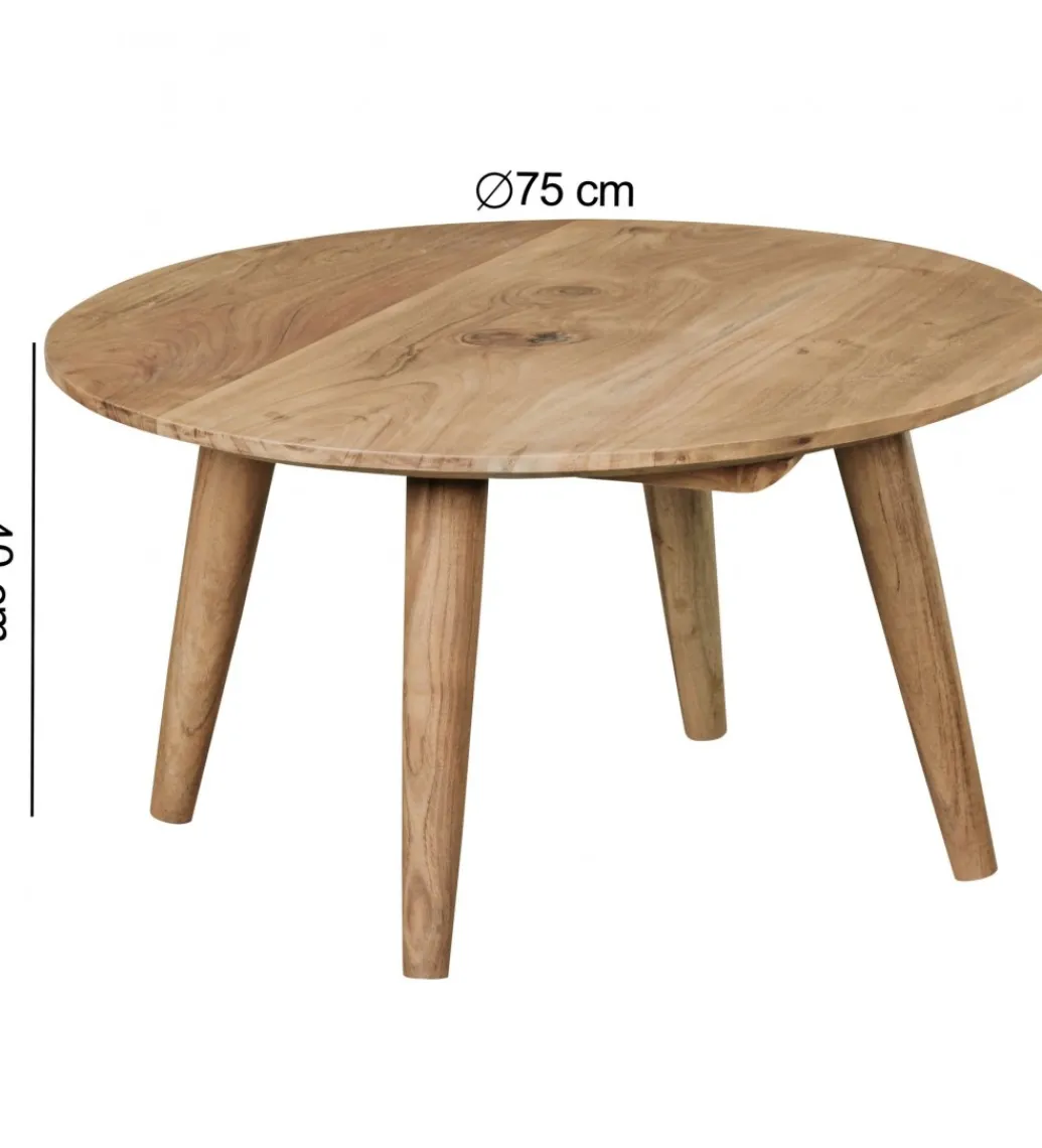 Stolik kawowy BOHA 75 cm drewno akacja*WOHNLING, GERMANY Clearance