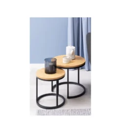 Stolik kawowy BREGA set 2 w optyce dąb dziki*Invicta Interior Discount
