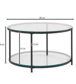 Stolik kawowy CALVIA 80 cm transparentny*WOHNLING, GERMANY Clearance
