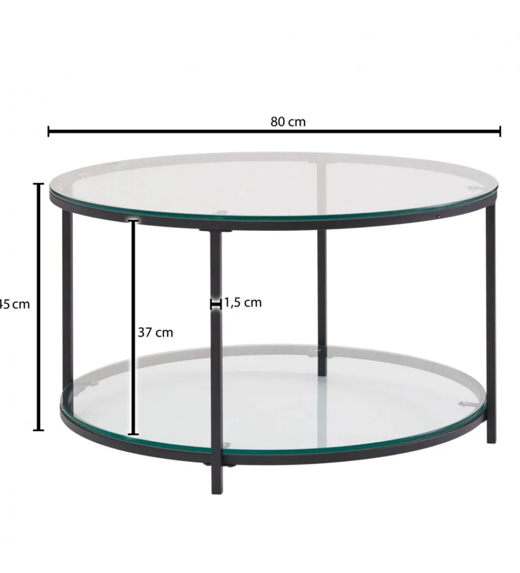 Stolik kawowy CALVIA 80 cm transparentny*WOHNLING, GERMANY Clearance