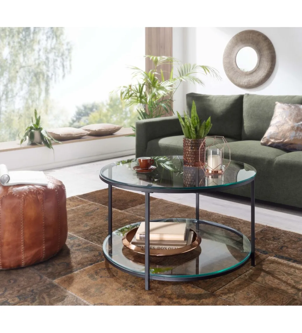 Stolik kawowy CALVIA 80 cm transparentny*WOHNLING, GERMANY Clearance
