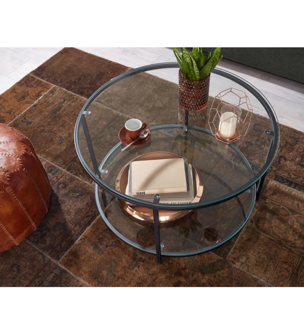 Stolik kawowy CALVIA 80 cm transparentny*WOHNLING, GERMANY Clearance