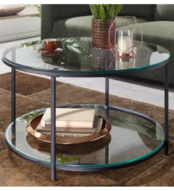 Stolik kawowy CALVIA 80 cm transparentny*WOHNLING, GERMANY Clearance