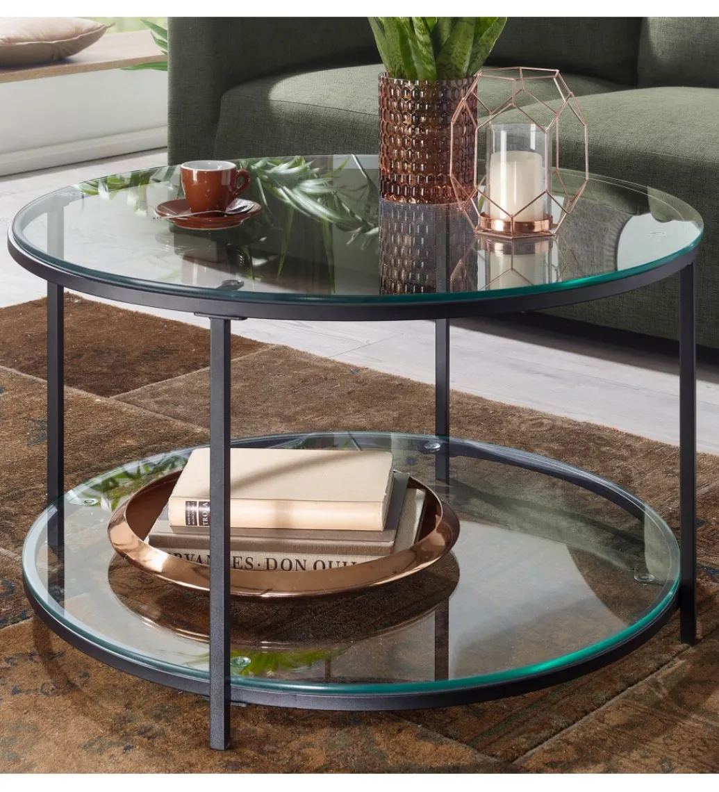 Stolik kawowy CALVIA 80 cm transparentny*WOHNLING, GERMANY Clearance