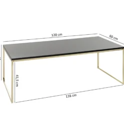 Stolik kawowy CELLA 120 cm czarno złoty*WOHNLING, GERMANY Hot