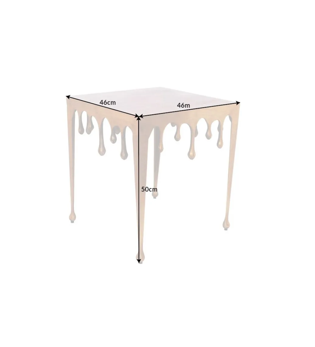 Stolik Kawowy 50 Cm Mystic Liquid Lin Złoty*Invicta Interior Online