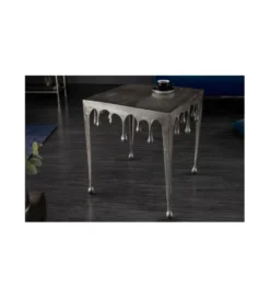 Stolik Kawowy 50 cm Mystic Liquid Line Srebrny*Invicta Interior Sale