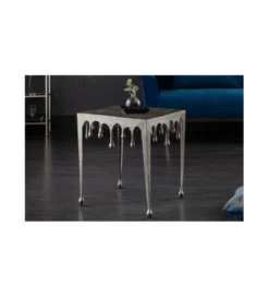 Stolik Kawowy 50 cm Mystic Liquid Line Srebrny*Invicta Interior Sale