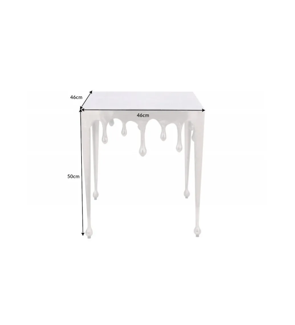 Stolik Kawowy 50 cm Mystic Liquid Line Srebrny*Invicta Interior Sale