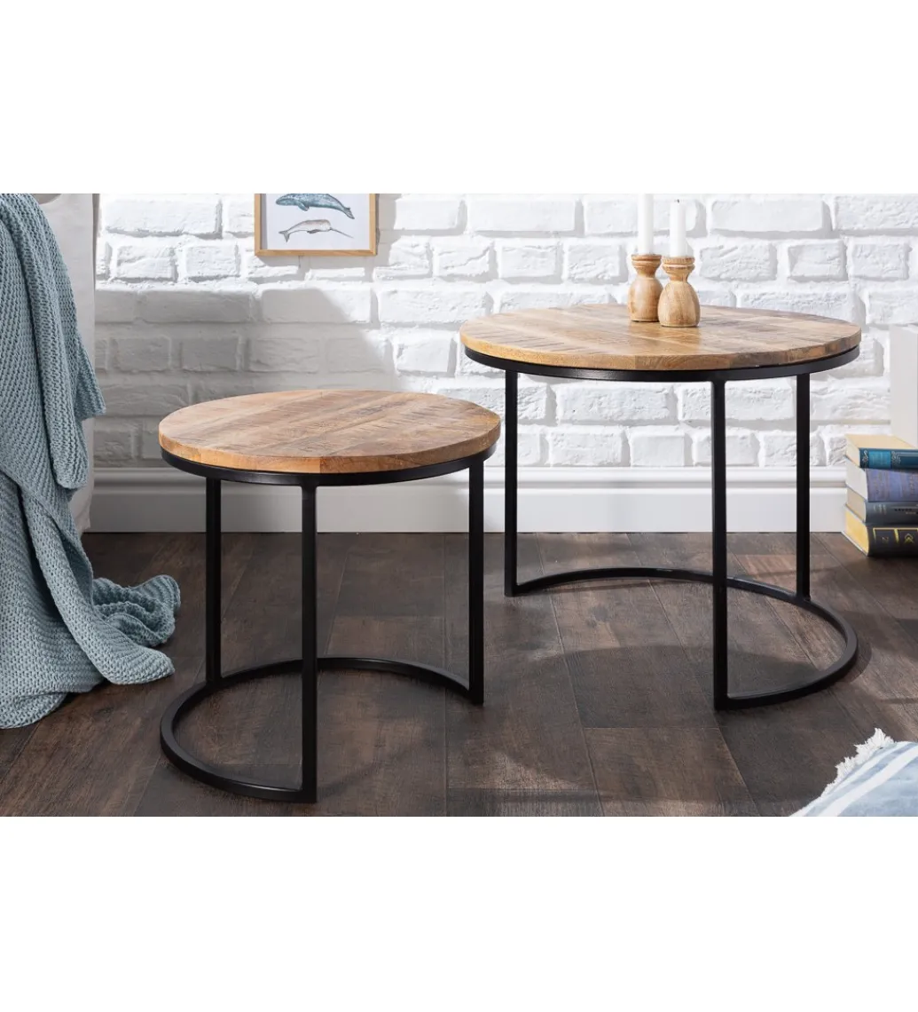 Stolik kawowy CRAFT Elements zestaw 2 naturalny Mango*Invicta Interior - przedsprzedaż New