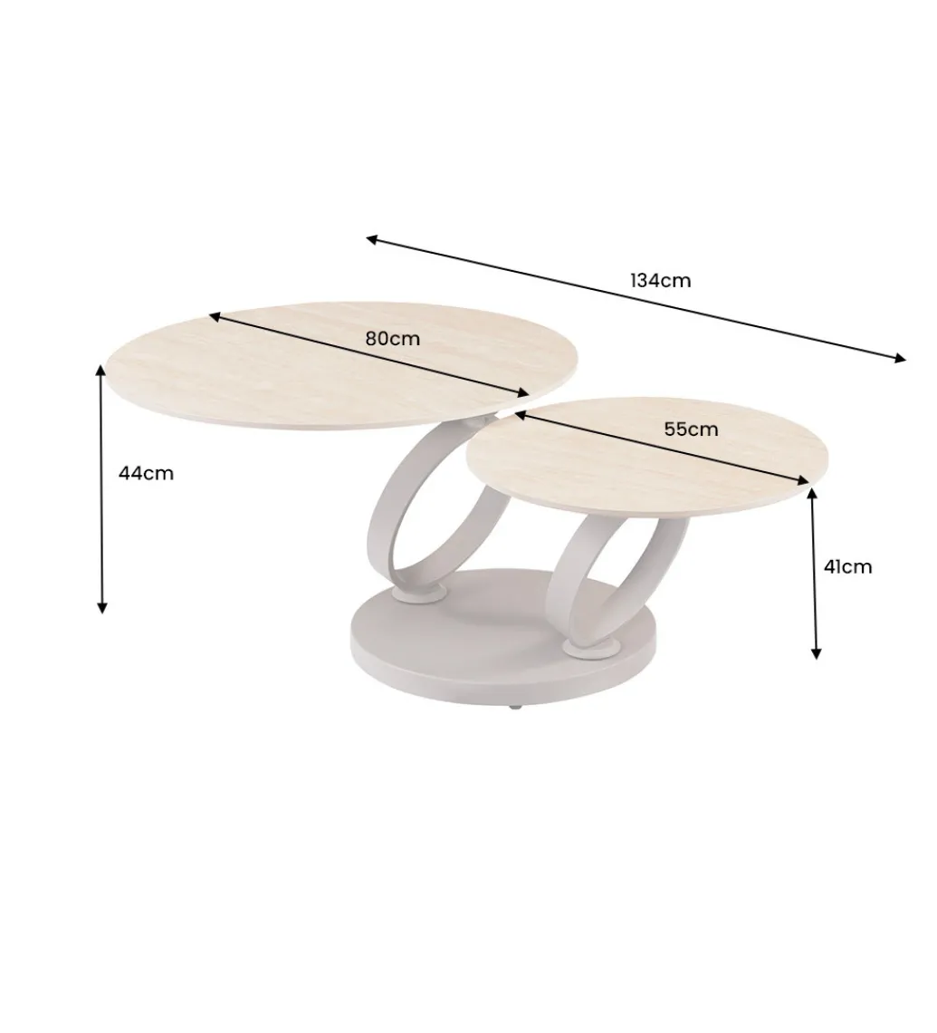 Stolik kawowy DANCING RINGS 135 cm ceramika w optyce trawertynu*Invicta Interior Discount