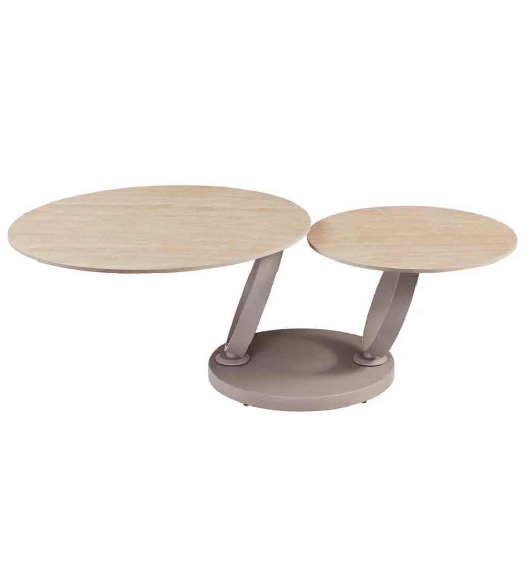 Stolik kawowy DANCING RINGS 135 cm ceramika w optyce trawertynu*Invicta Interior Discount