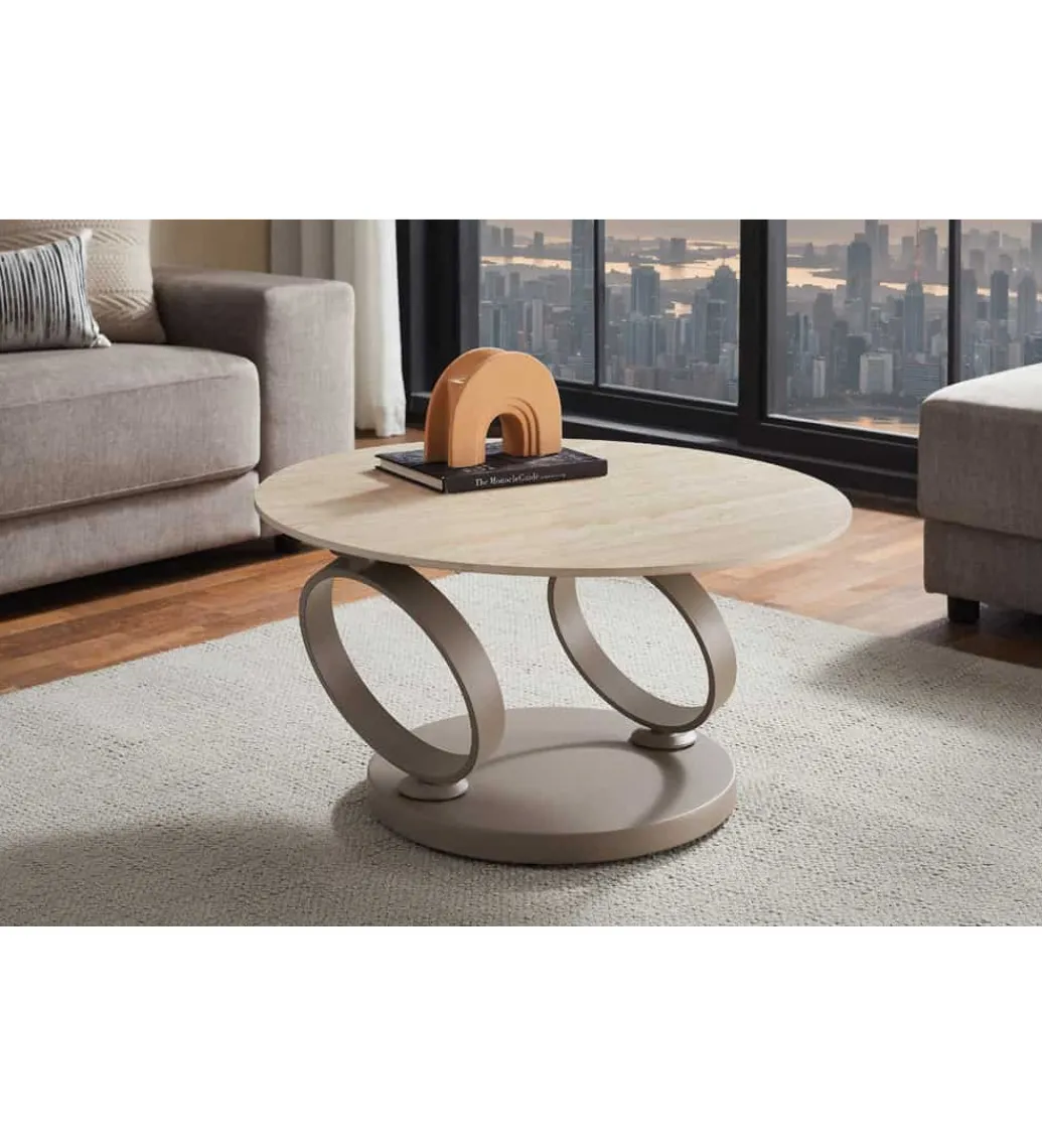 Stolik kawowy DANCING RINGS 135 cm ceramika w optyce trawertynu*Invicta Interior Discount