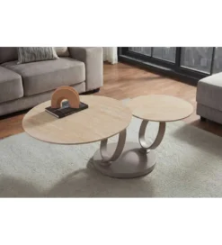 Stolik kawowy DANCING RINGS 135 cm ceramika w optyce trawertynu*Invicta Interior Discount
