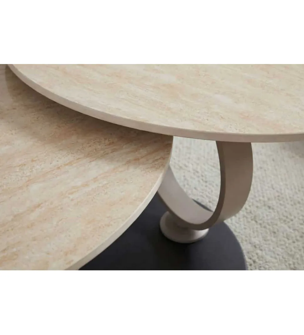 Stolik kawowy DANCING RINGS 135 cm ceramika w optyce trawertynu*Invicta Interior Discount